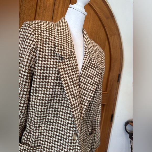 Worthington Brown and white Houndstooth Blazer size 14 - Picture 2 of 7